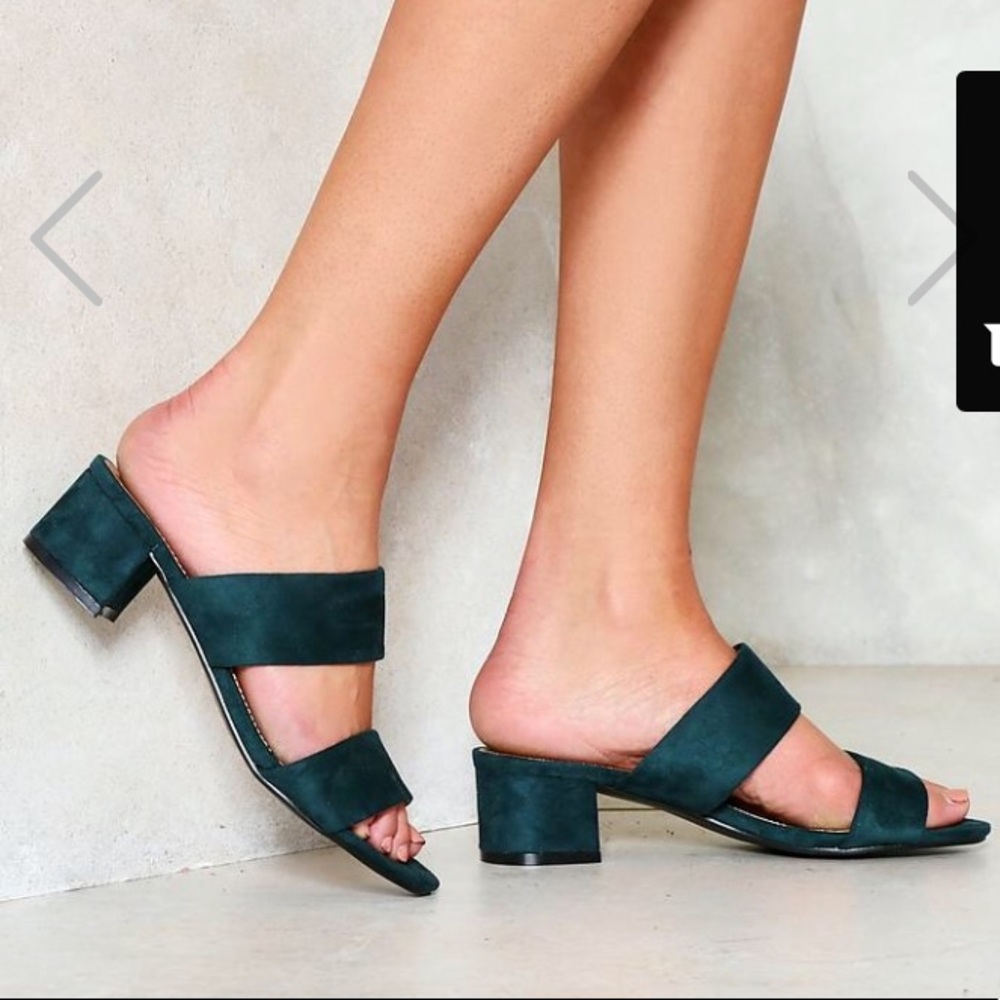 Nasty Gal Teal Suede Mules
